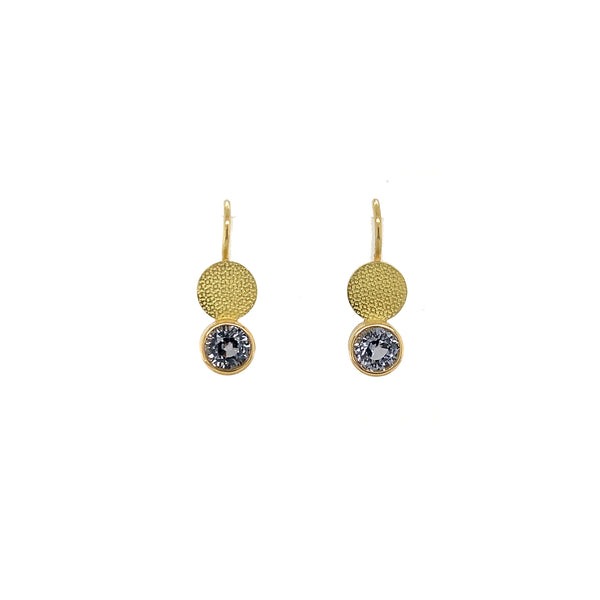 Textured 18ct Yellow Gold & Grey Spinel Earrings