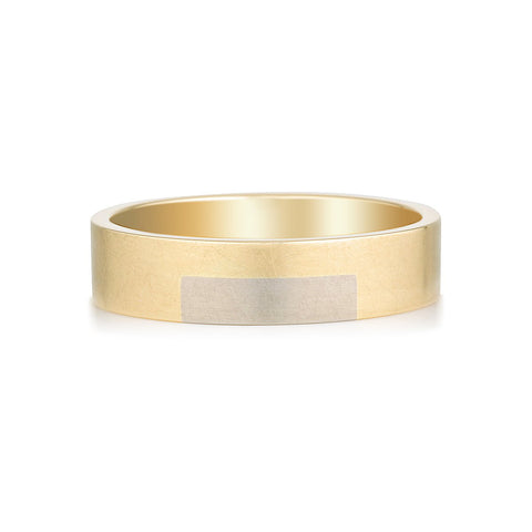 White and yellow gold married metal wedding band ring
