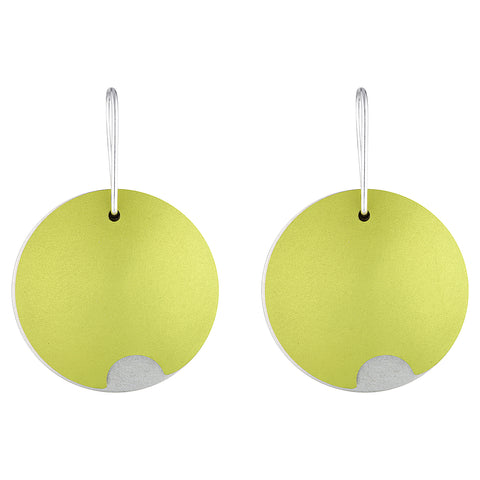 Anodised aluminium and sterling silver lime pod earrings
