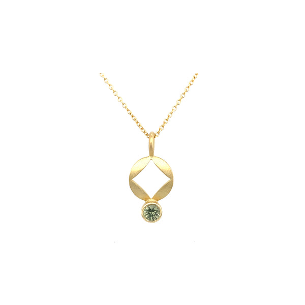 Gold & Australian Green Sapphire 'Diamond' Necklace