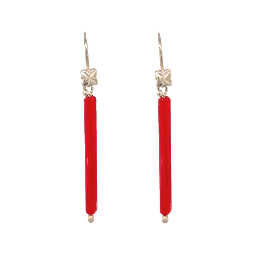 RED INDIAN GLASS EARRINGS