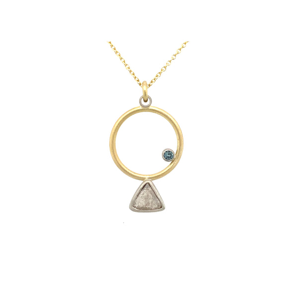 Round Gold Australian Sapphire and Argyle Diamond Necklace