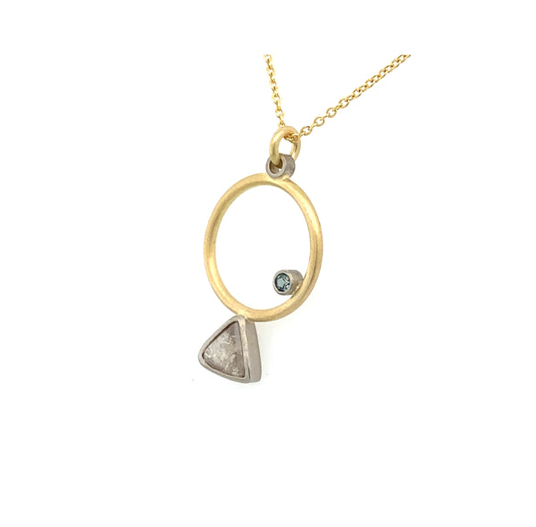 Round Gold Australian Sapphire and Argyle Diamond Necklace