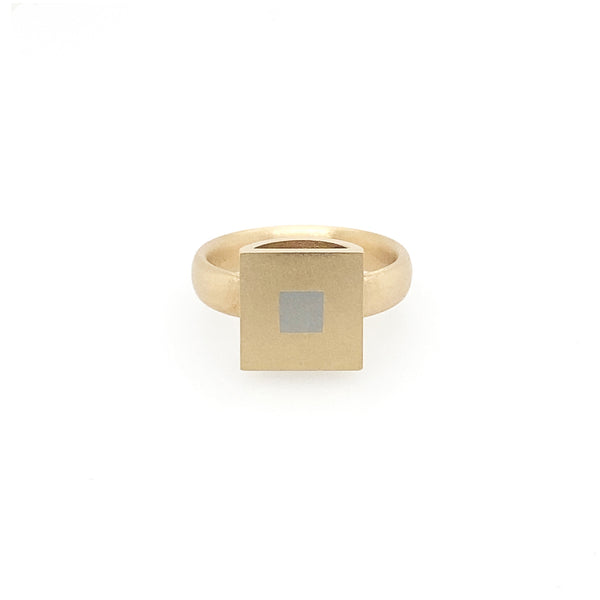 Gold Geometric 'Squares' Married Metal Ring