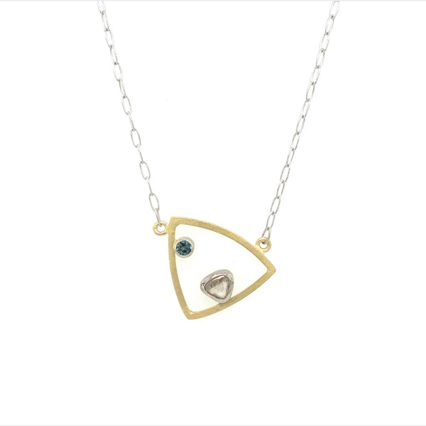 Gold Australian Sapphire and Argyle Diamond Necklace