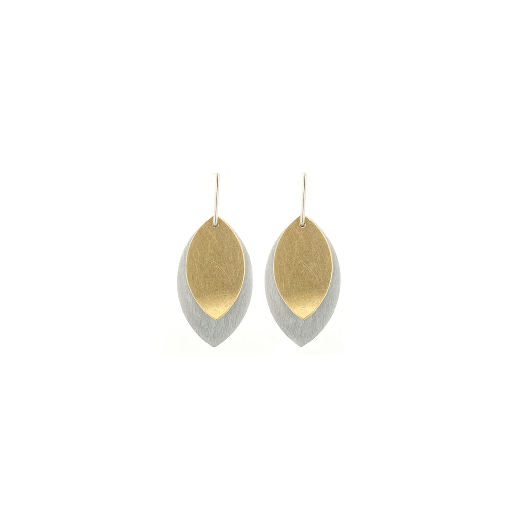 Small Sterling Silver and Gold Leaf Earrings