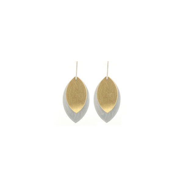 Small Sterling Silver and Gold Leaf Earrings