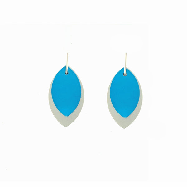 Large Turquoise Anodised Aluminium & Sterling Silver Leaf Earrings