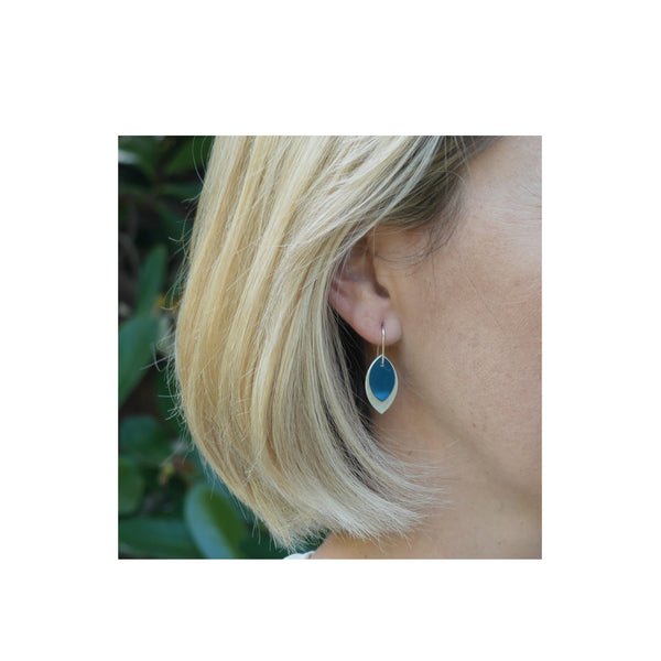 Small Teal Anodised Aluminium Leaf Earrings