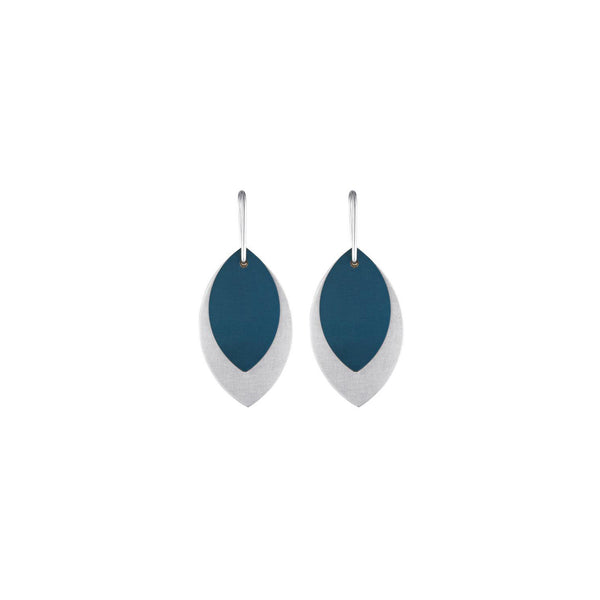 Small Teal Anodised Aluminium Leaf Earrings