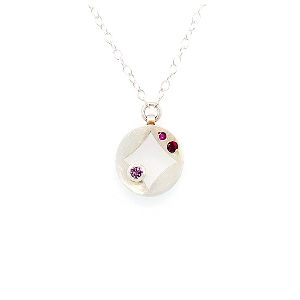 Sterling Silver 'Diamond' Ruby & Garnet Pendant