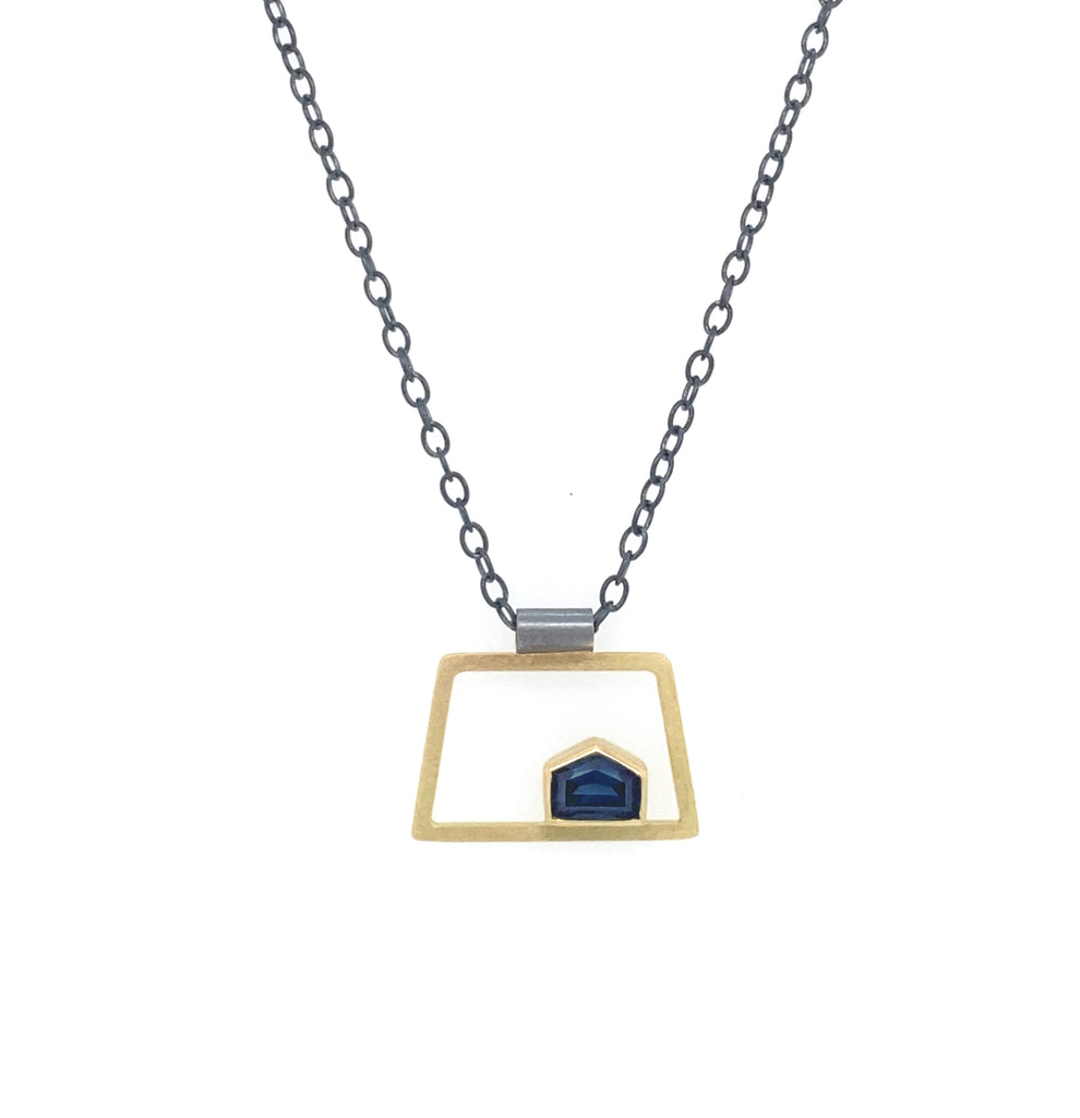 Gold & Australian Petrol Blue Sapphire Necklace