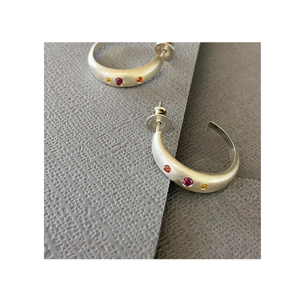 Balance and Play Gem Colour Hoop Stud Earrings