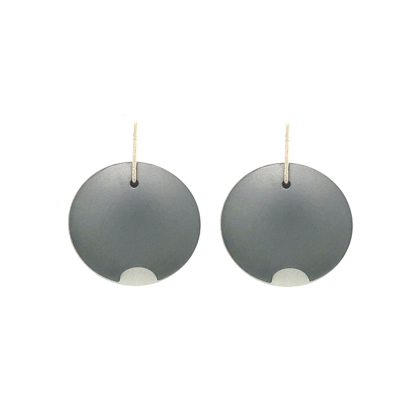 Large charcoal anodised aluminium pod earrings