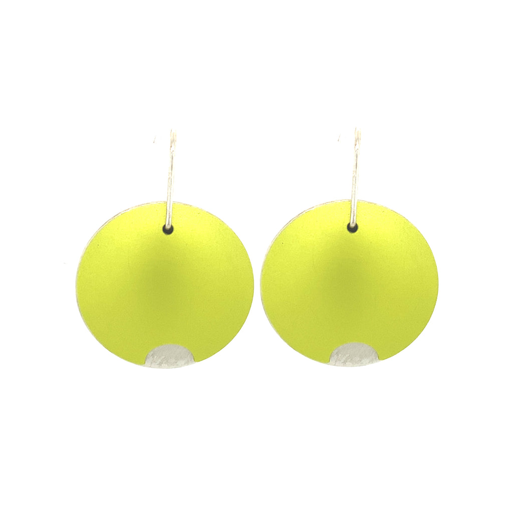 Large lime Anodised aluminium pod earrings