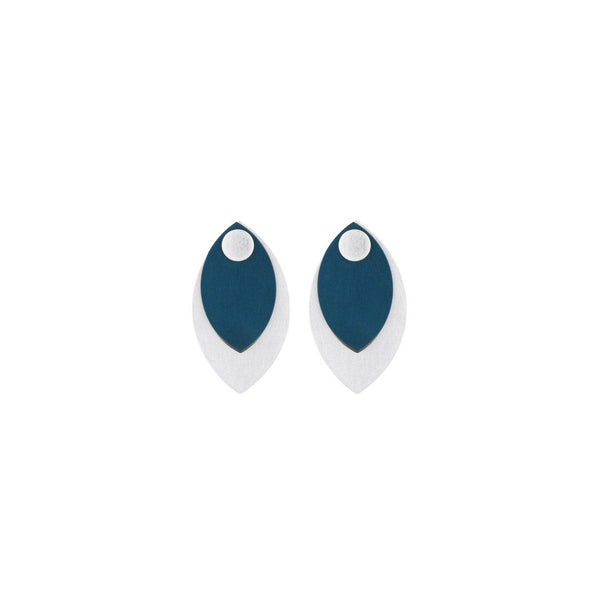 Small Teal Anodised Aluminium Leaf Stud Earrings